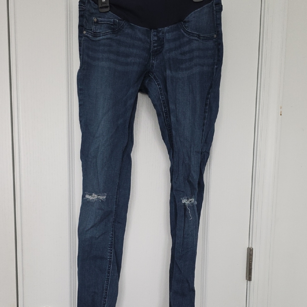 Indigo Blue Distressed Denim Jeggings